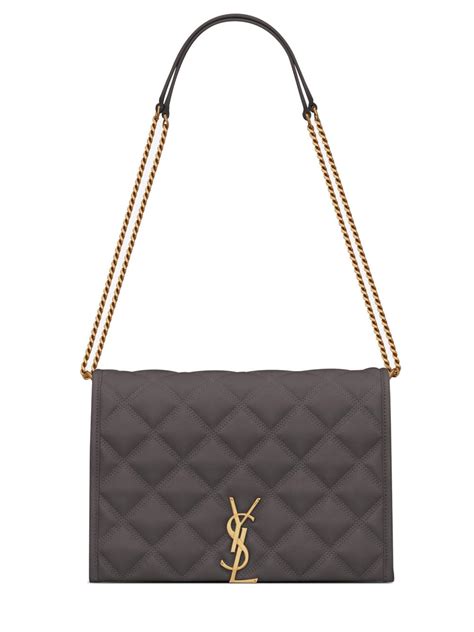 becky mini chain bag ysl|SAINT LAURENT Lambskin Quilted Mini Becky Chain Bag Grey .